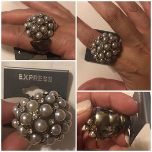 Express Pearl & Stones Stretch Ring
